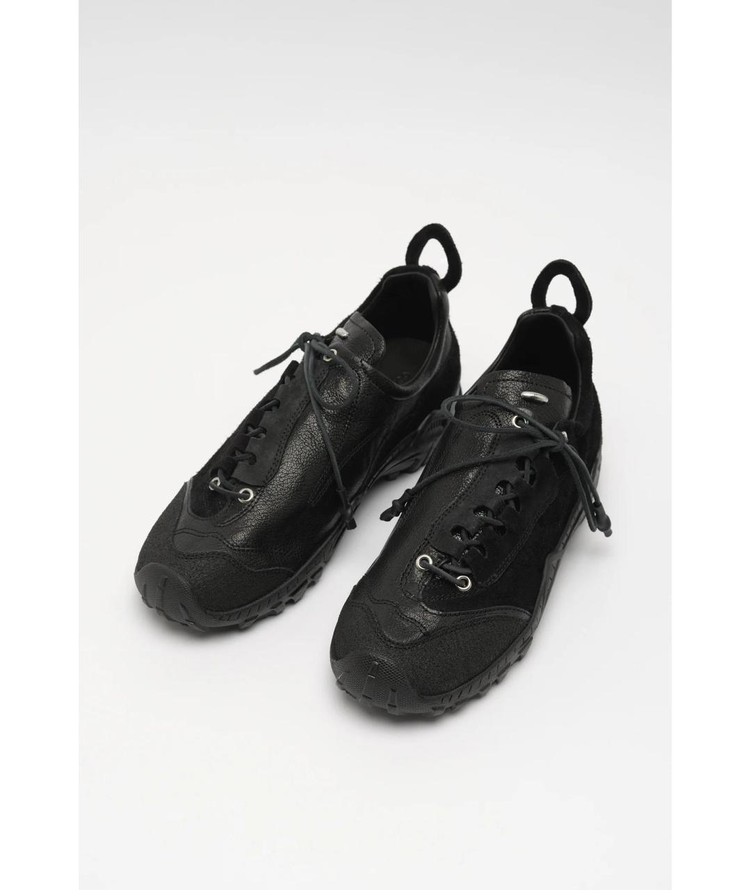 OUR LEGACY Черные кожаные низкие кроссовки / кеды, фото 2