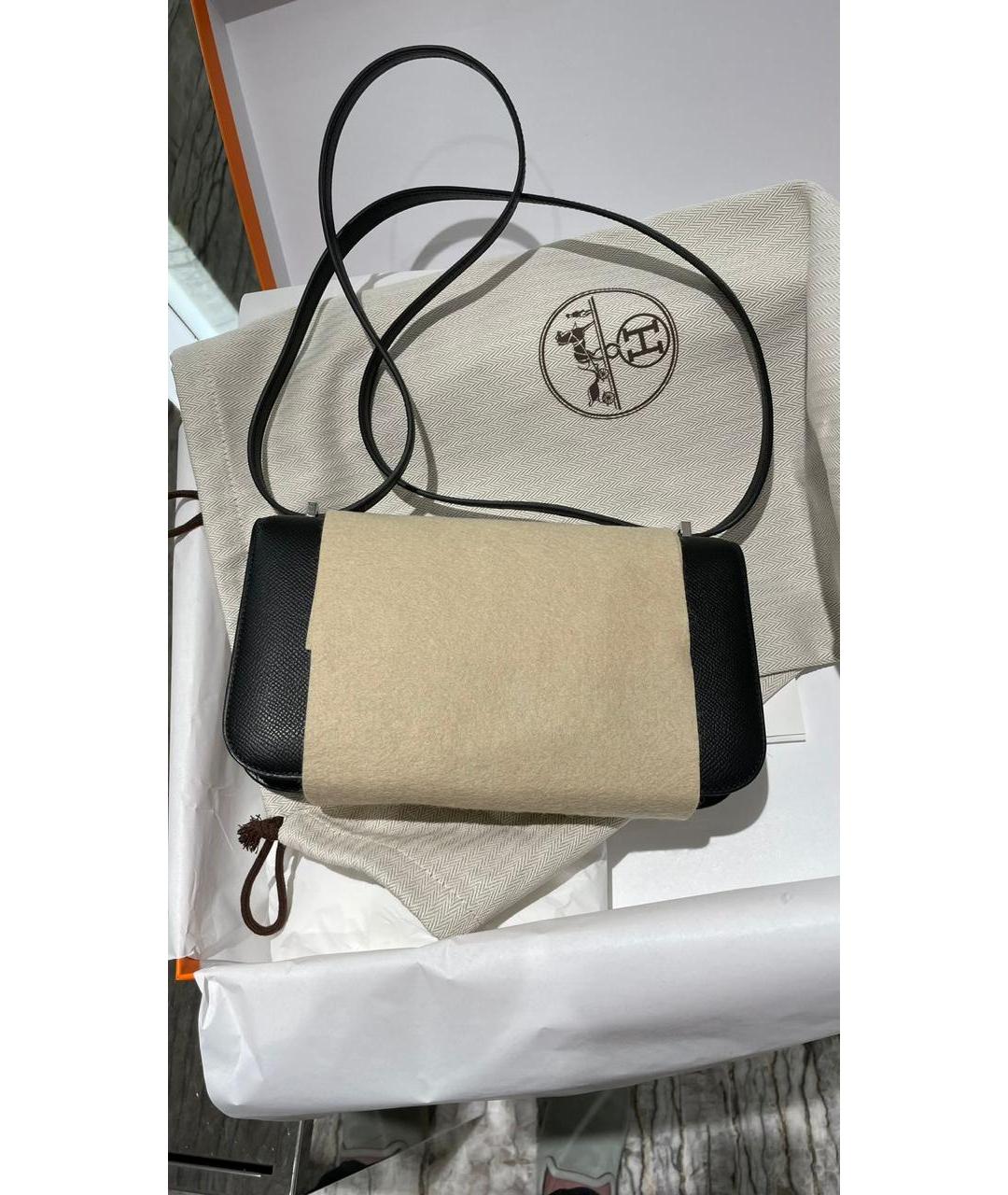 HERMES Черная кожаная сумка через плечо, фото 4