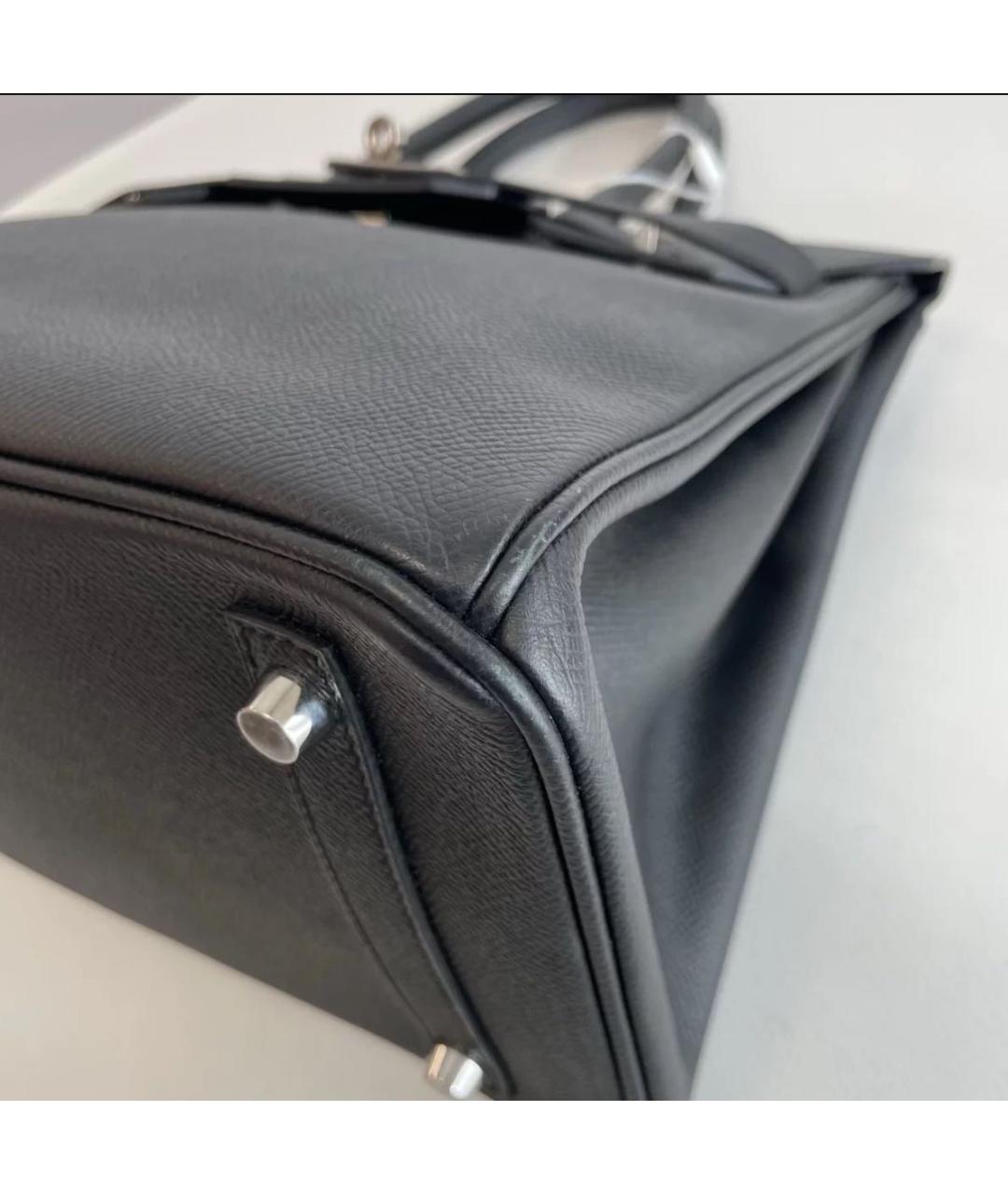 HERMES Черная кожаная сумка с короткими ручками, фото 6