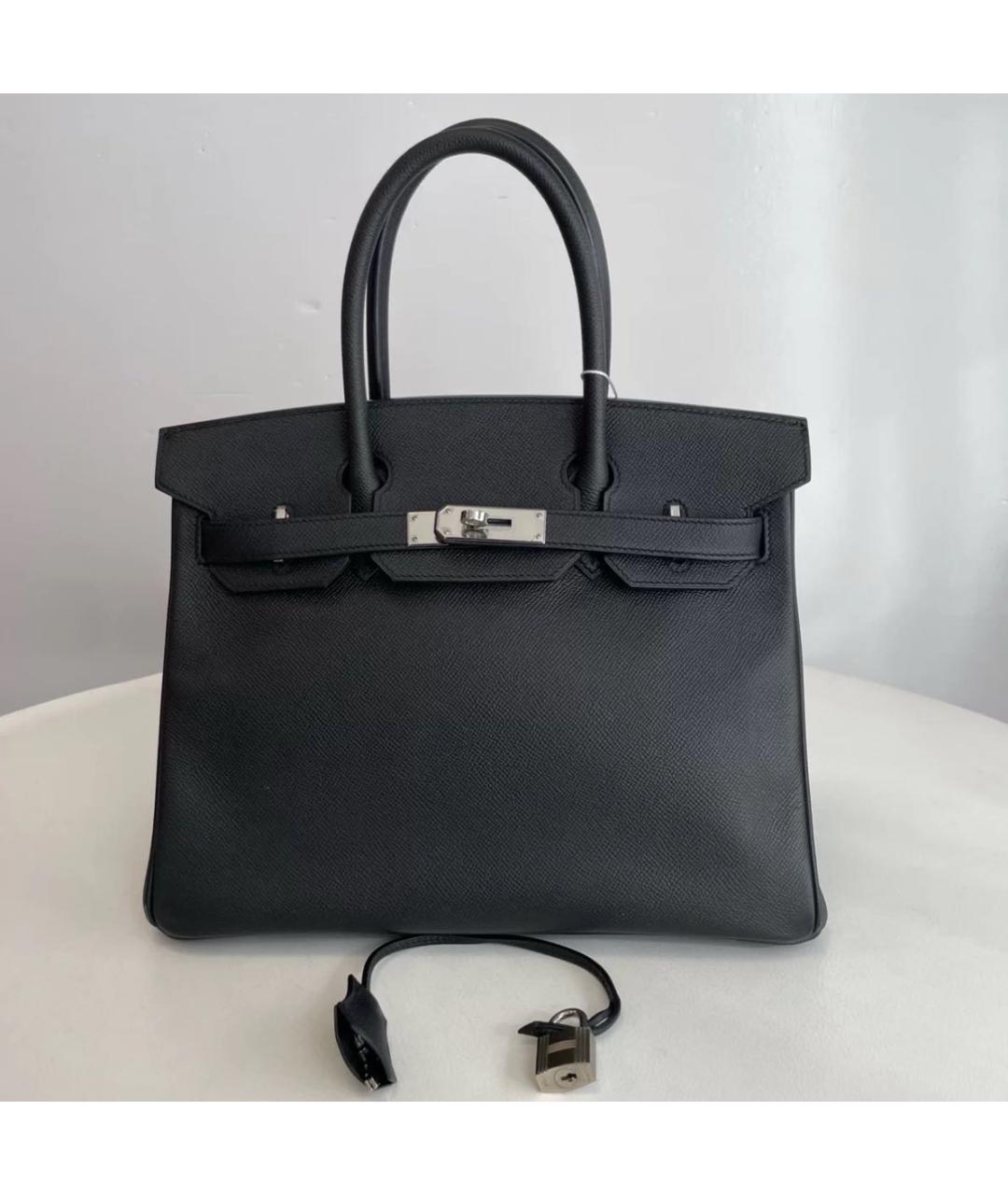 HERMES Черная кожаная сумка с короткими ручками, фото 9