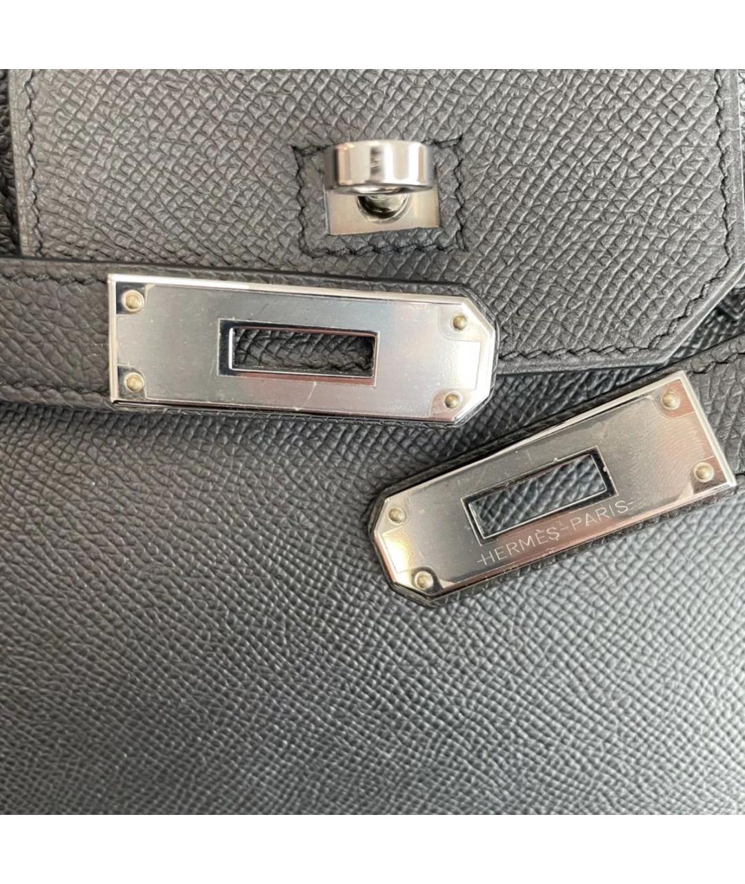 HERMES Черная кожаная сумка с короткими ручками, фото 7