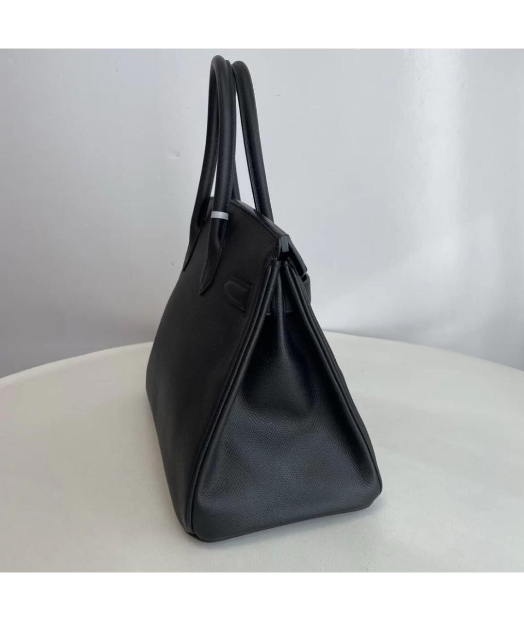 HERMES Черная кожаная сумка с короткими ручками, фото 4