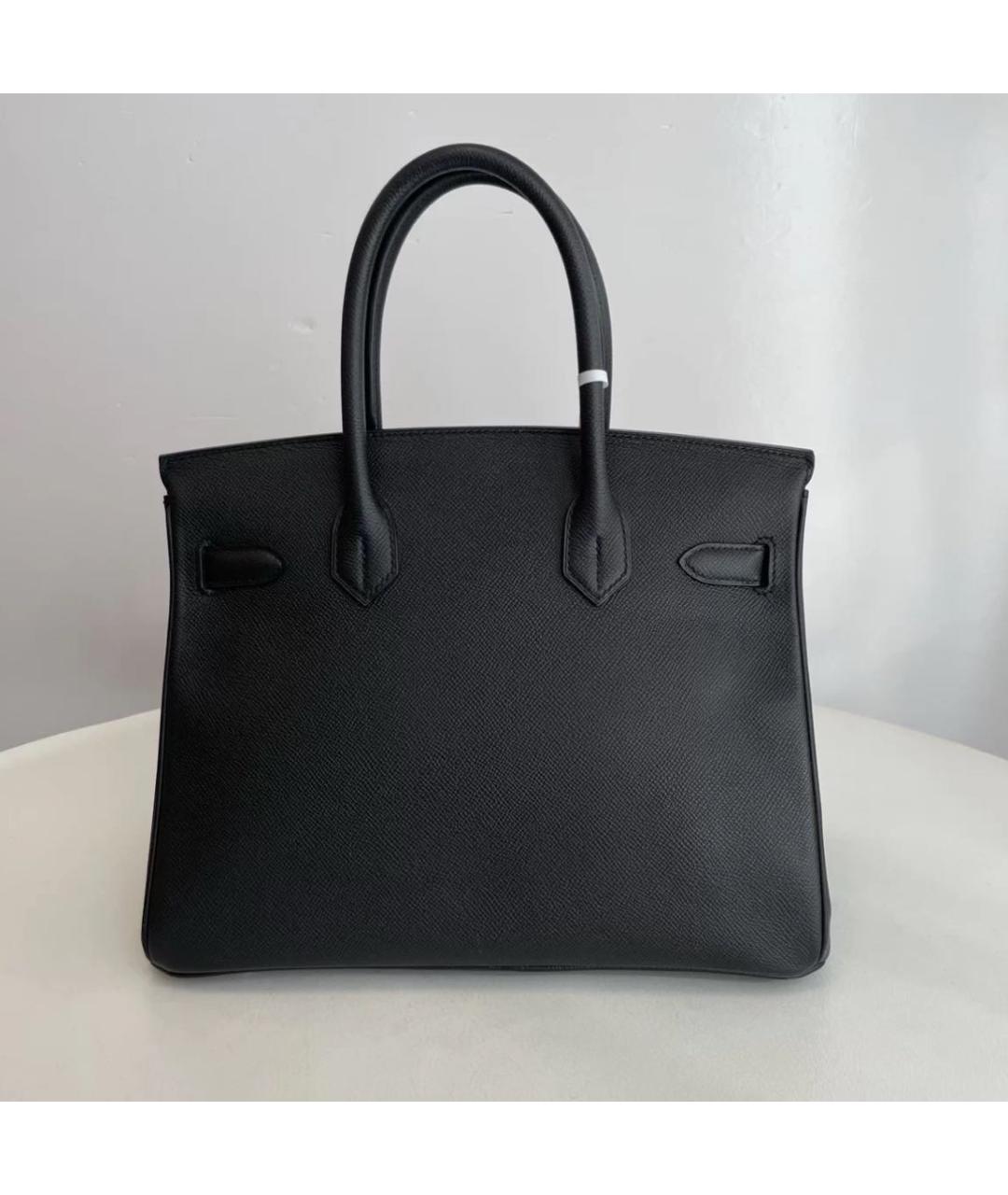 HERMES Черная кожаная сумка с короткими ручками, фото 2
