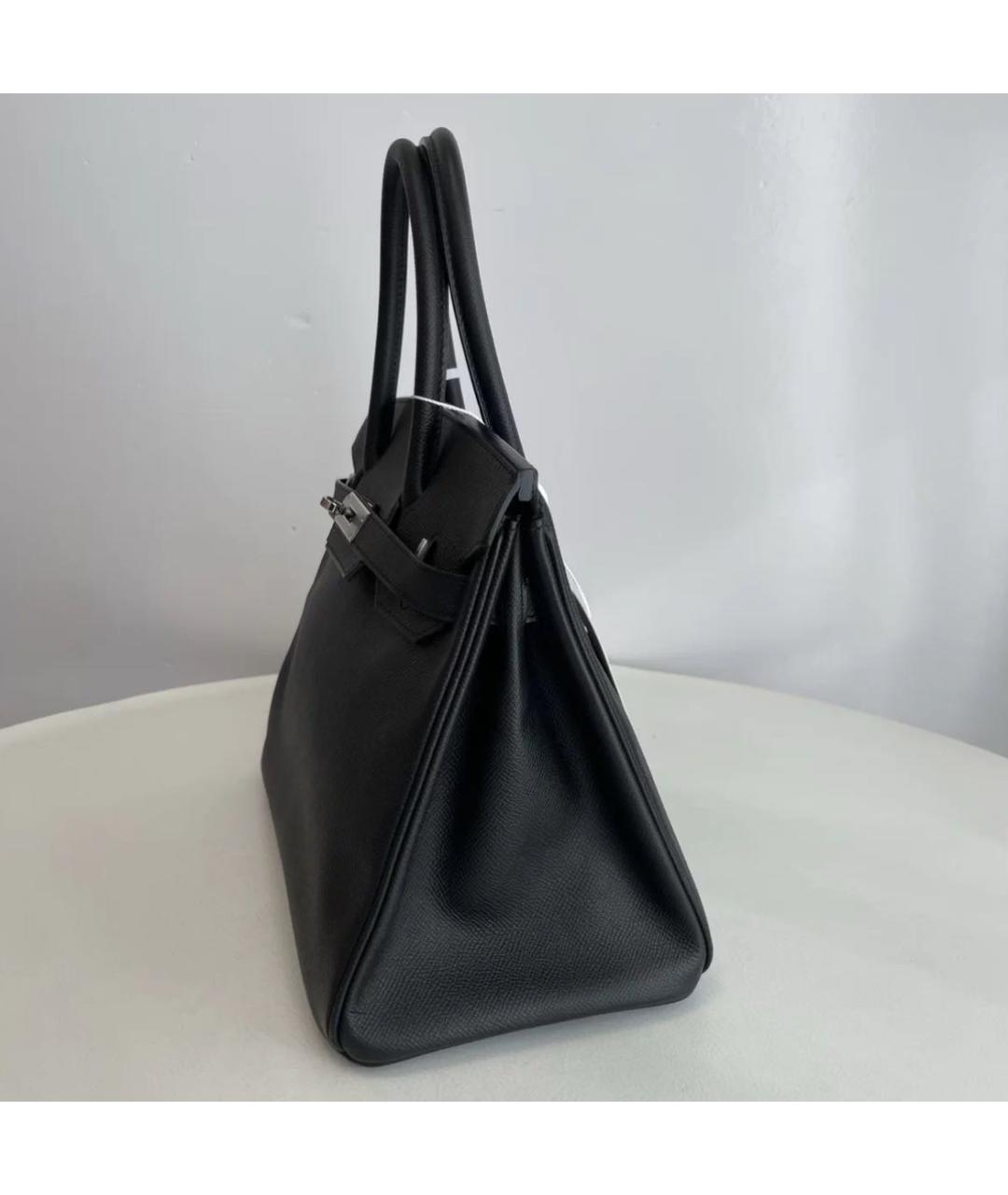 HERMES Черная кожаная сумка с короткими ручками, фото 3