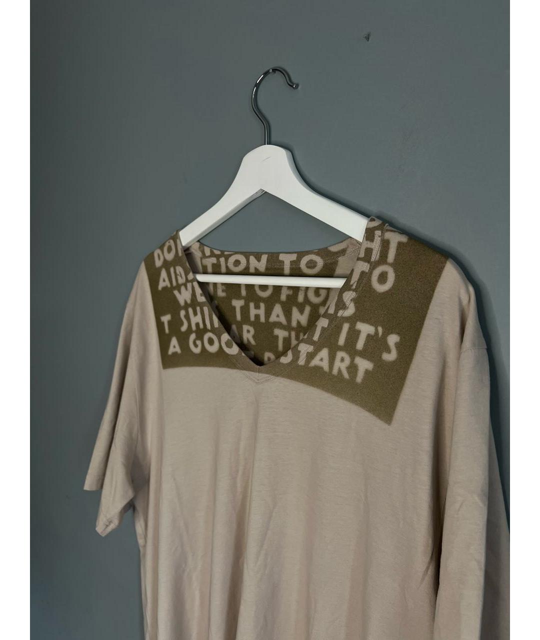 MAISON MARGIELA Бежевая хлопковая футболка, фото 4