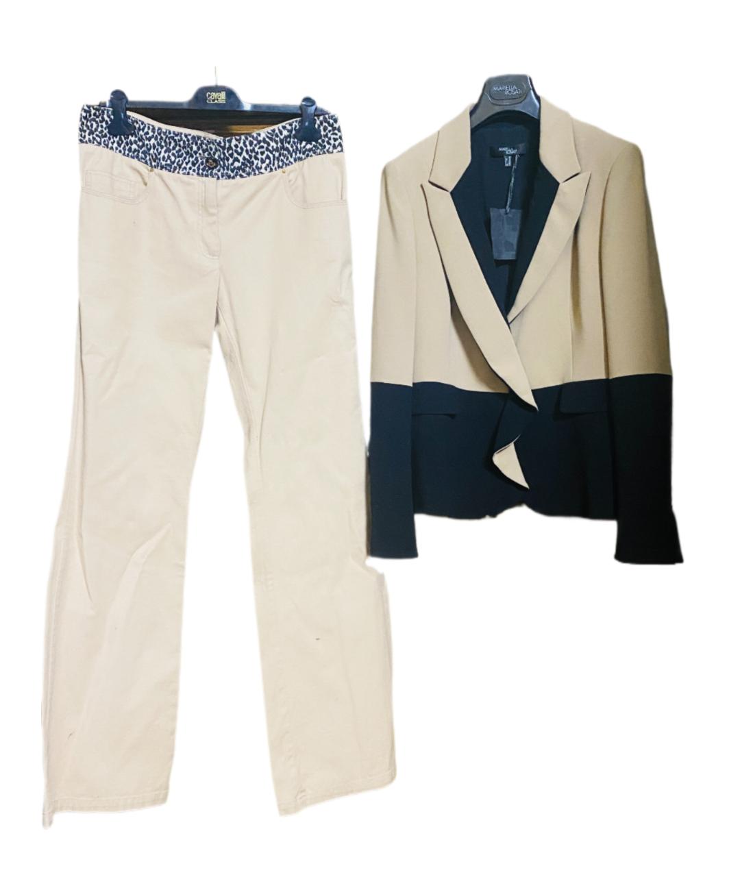 ROBERTO CAVALLI Бежевый хлопко-эластановый костюм с брюками, фото 7