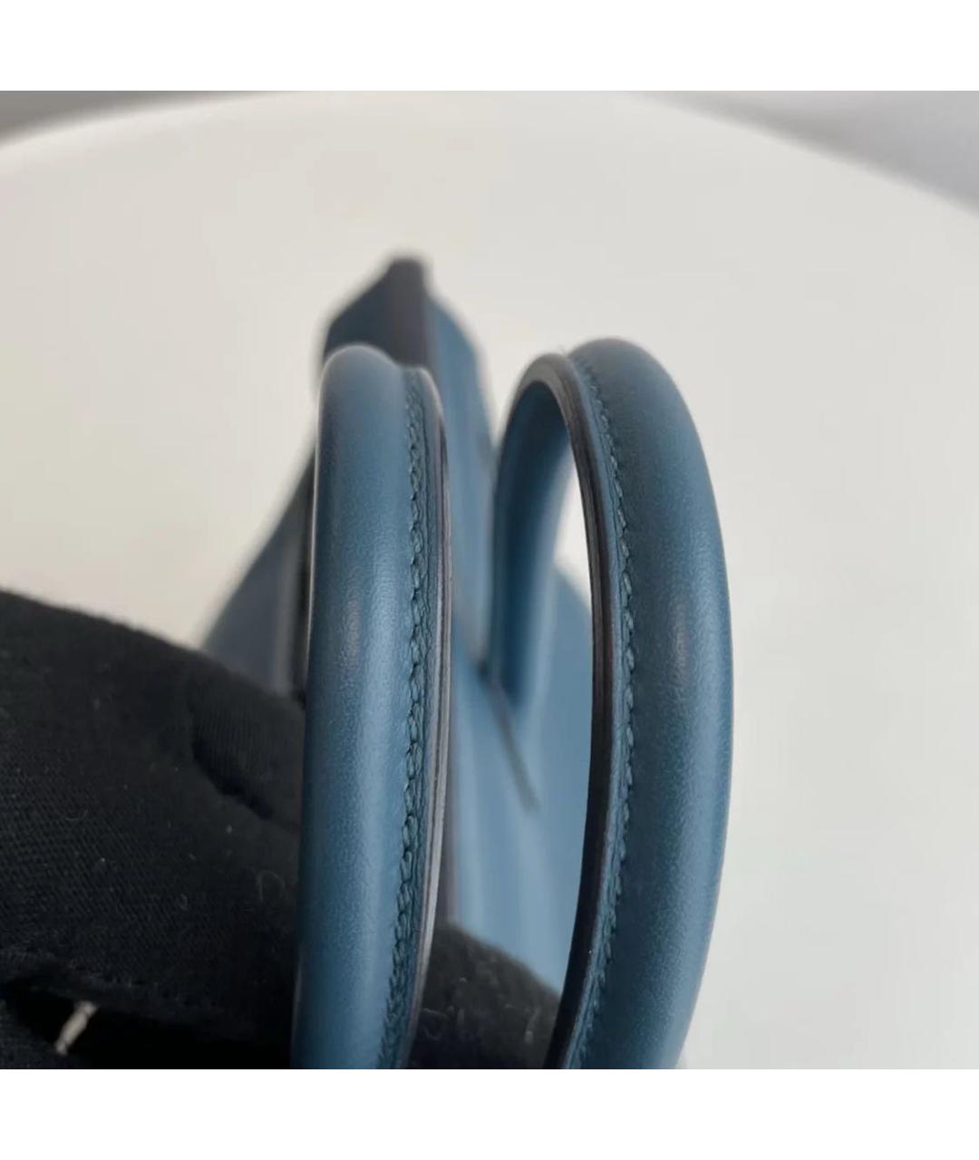 HERMES Бирюзовая кожаная сумка с короткими ручками, фото 7