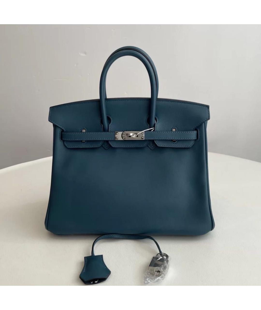 HERMES Бирюзовая кожаная сумка с короткими ручками, фото 9