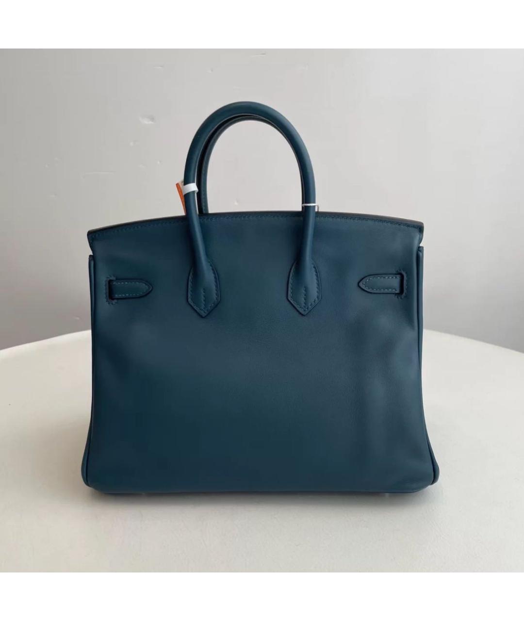 HERMES Бирюзовая кожаная сумка с короткими ручками, фото 2