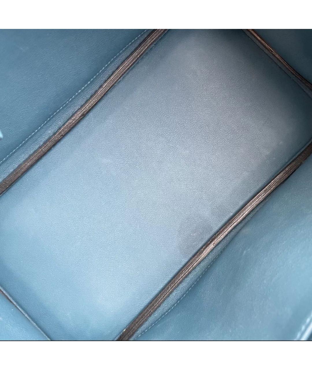 HERMES Бирюзовая кожаная сумка с короткими ручками, фото 8