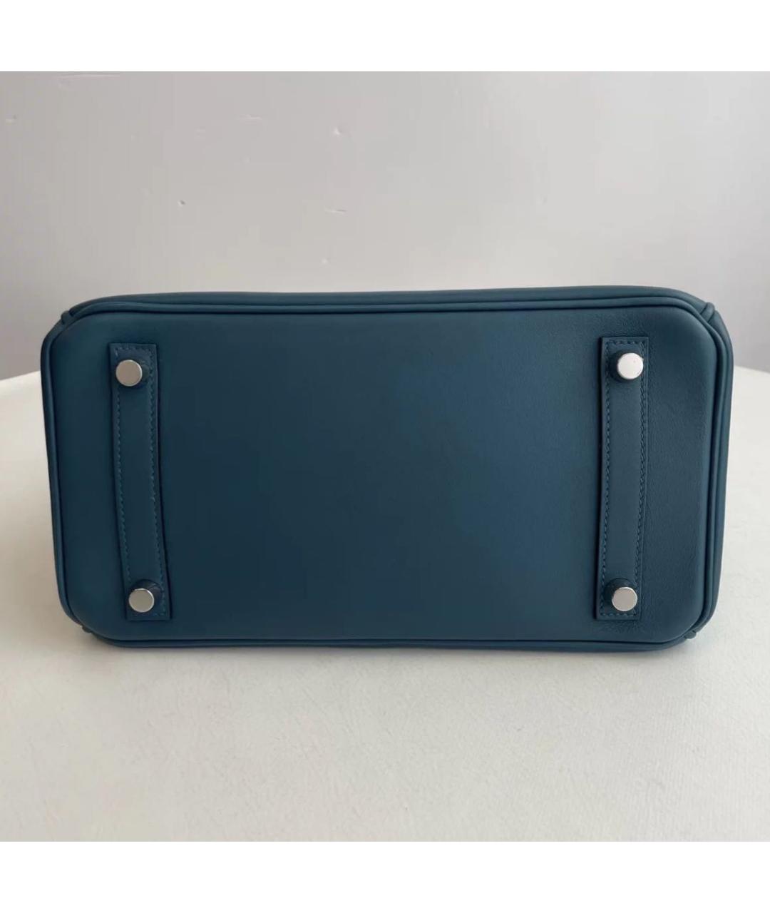 HERMES Бирюзовая кожаная сумка с короткими ручками, фото 5