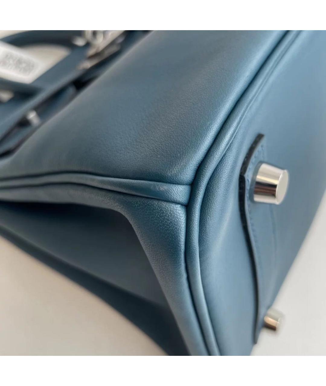 HERMES Бирюзовая кожаная сумка с короткими ручками, фото 6
