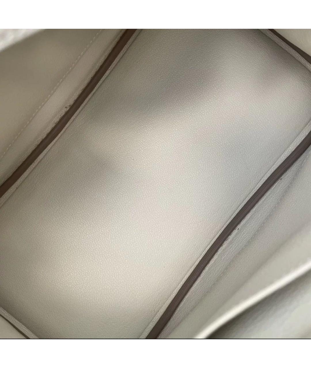 HERMES Белая кожаная сумка с короткими ручками, фото 8