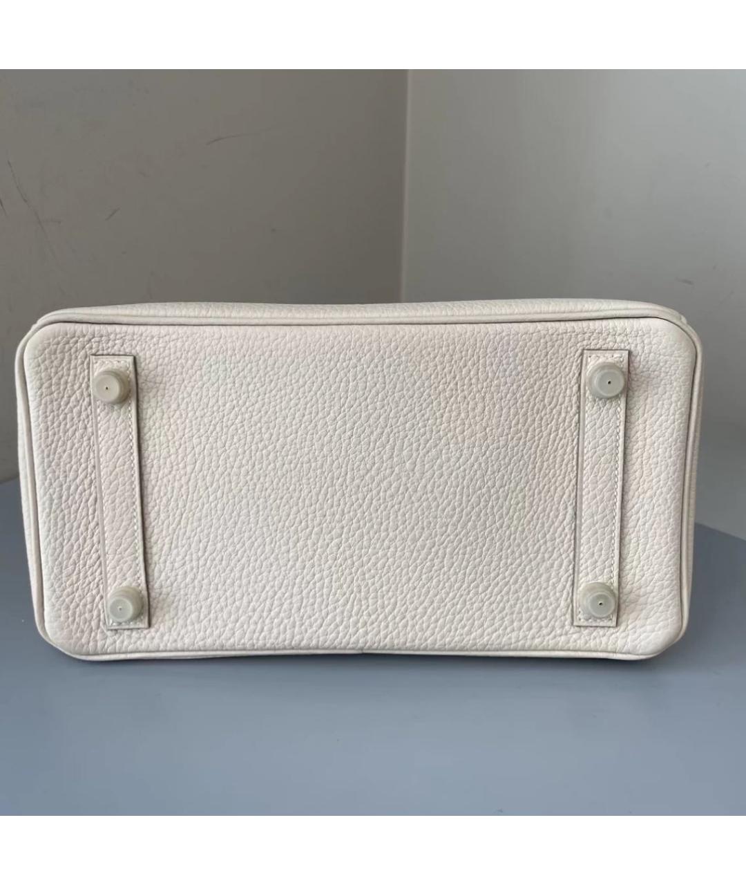 HERMES Белая кожаная сумка с короткими ручками, фото 5