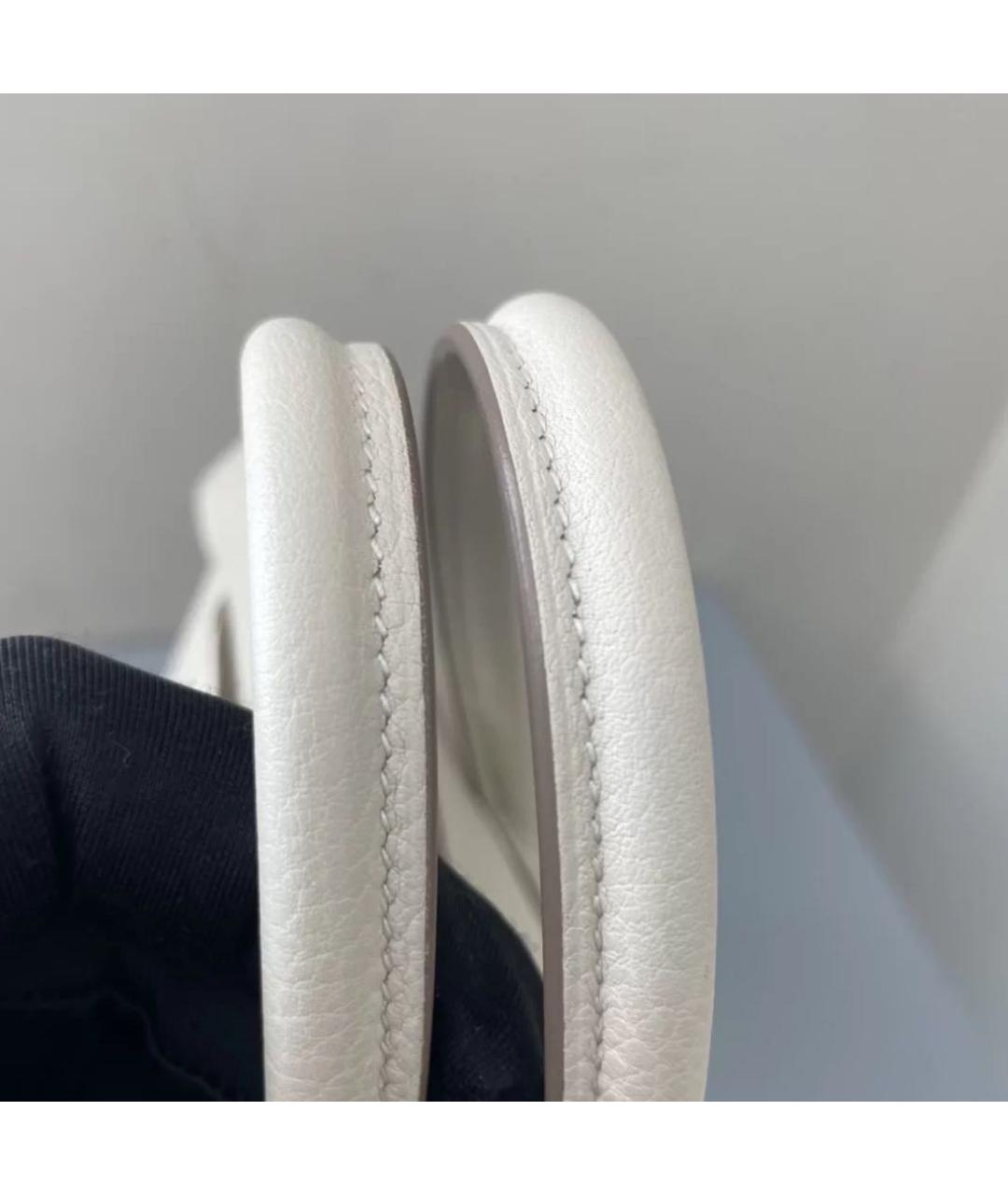 HERMES Белая кожаная сумка с короткими ручками, фото 7