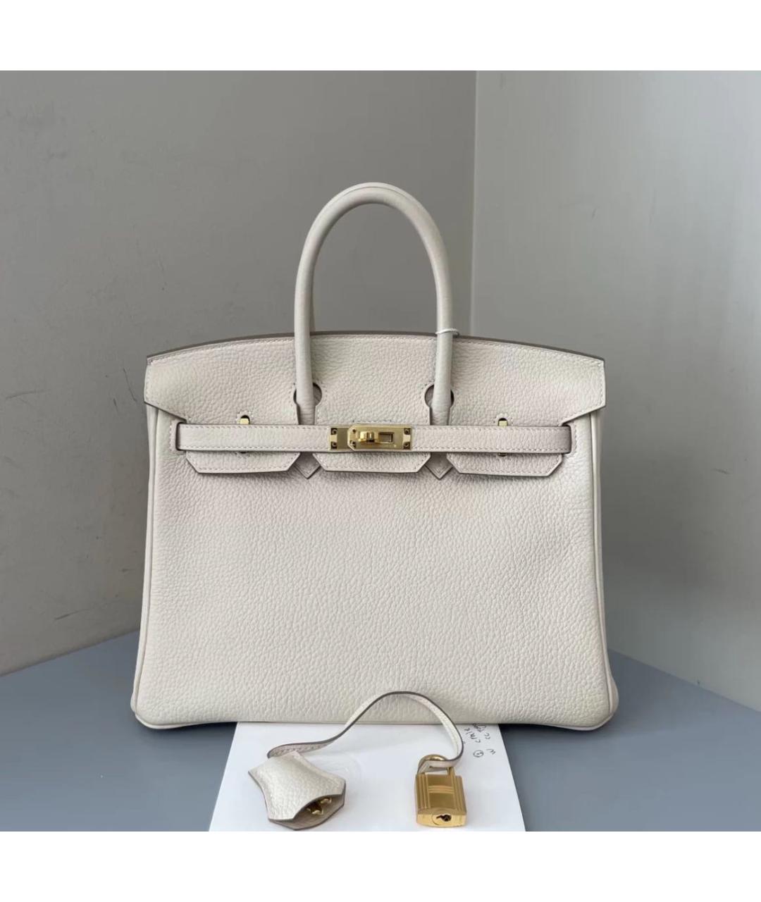 HERMES Белая кожаная сумка с короткими ручками, фото 9