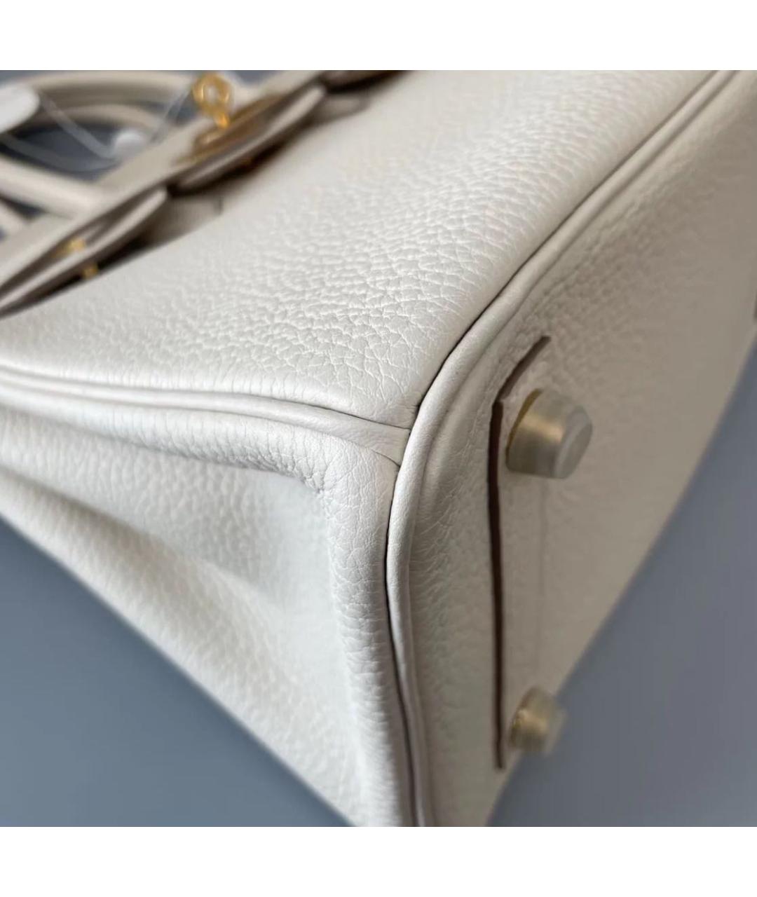 HERMES Белая кожаная сумка с короткими ручками, фото 6