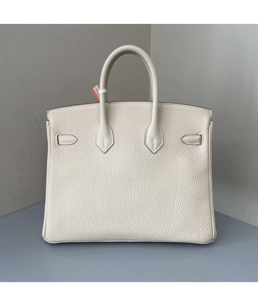 HERMES Белая кожаная сумка с короткими ручками, фото 2