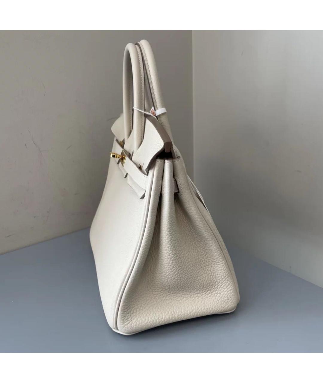 HERMES Белая кожаная сумка с короткими ручками, фото 3