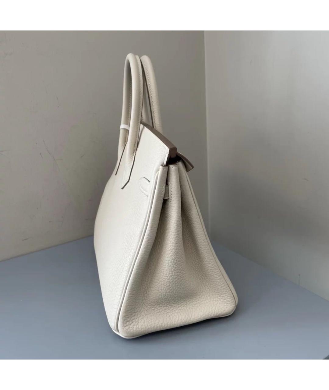 HERMES Белая кожаная сумка с короткими ручками, фото 4