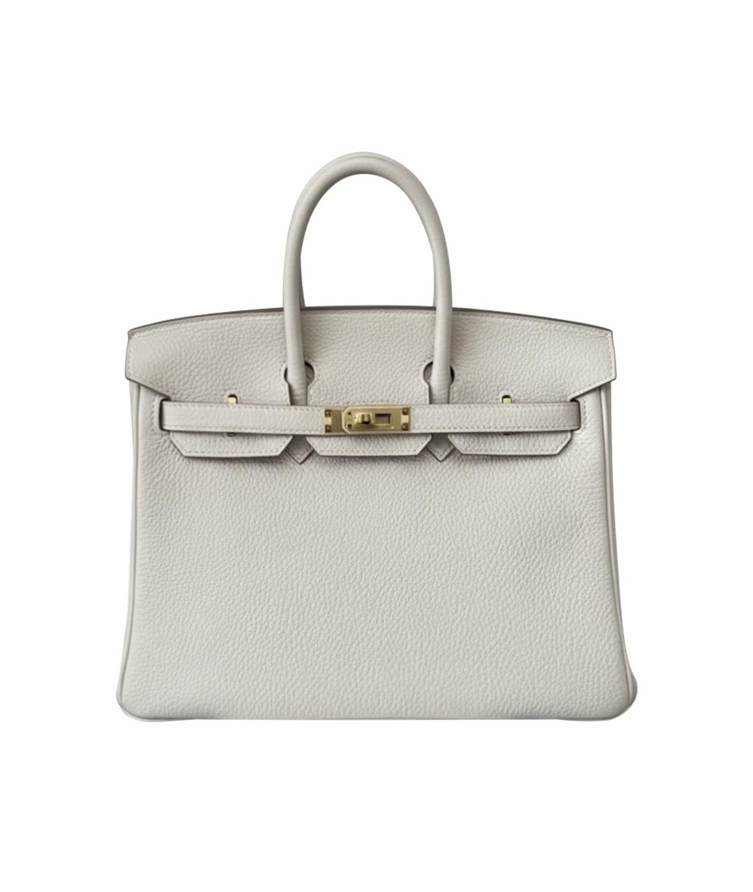 HERMES Белая кожаная сумка с короткими ручками, фото 1