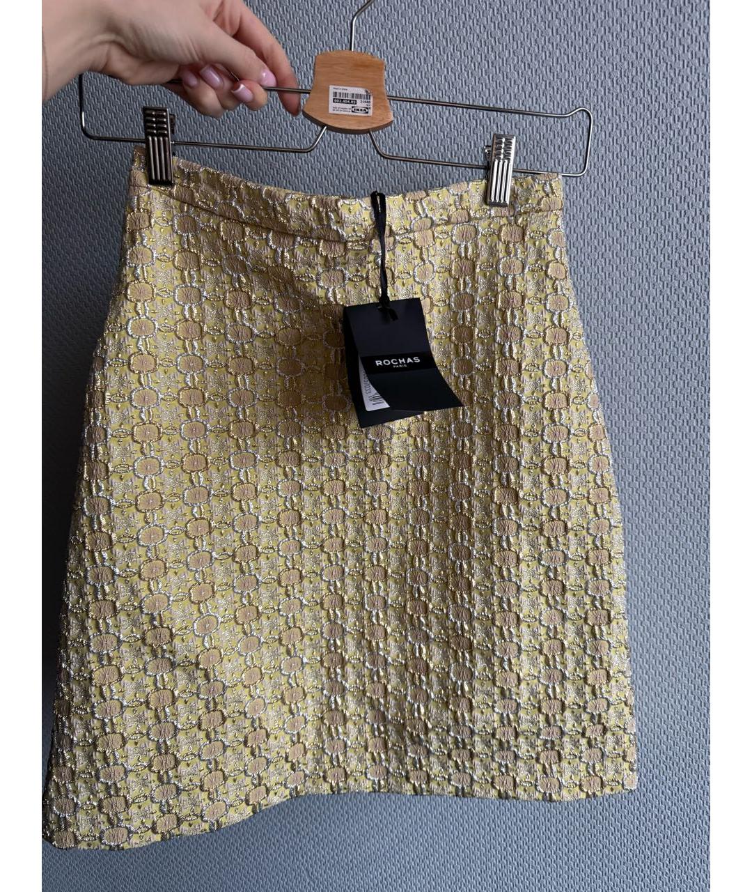 ROCHAS Золотая полиамидовая юбка мини, фото 4