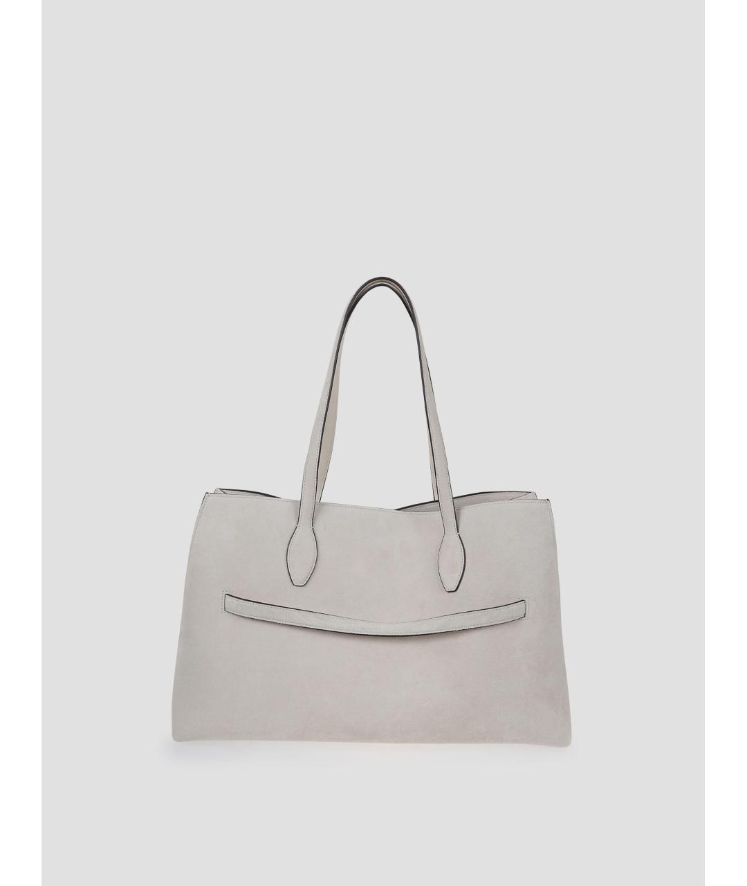 TOTEME Белая замшевая сумка тоут, фото 3