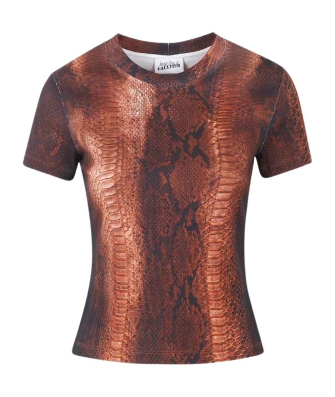 JEAN PAUL GAULTIER Коричневая хлопковая футболка, фото 1