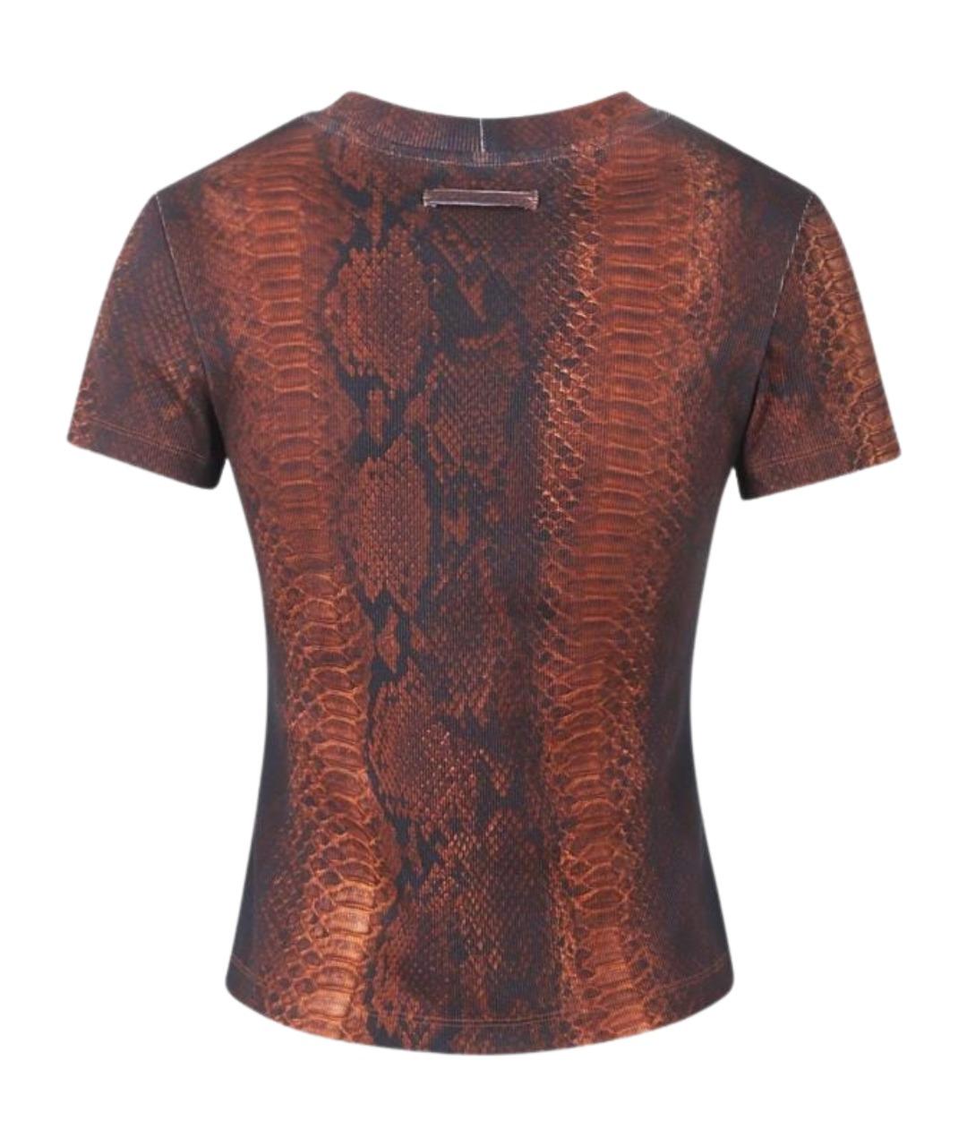 JEAN PAUL GAULTIER Коричневая хлопковая футболка, фото 2