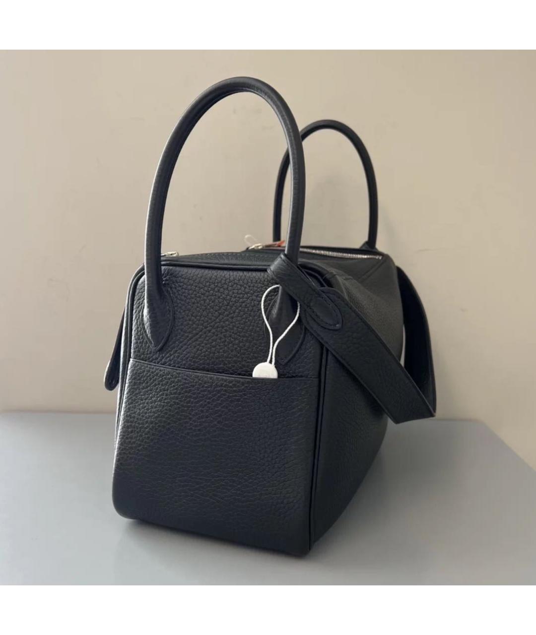 HERMES Черная кожаная сумка с короткими ручками, фото 4