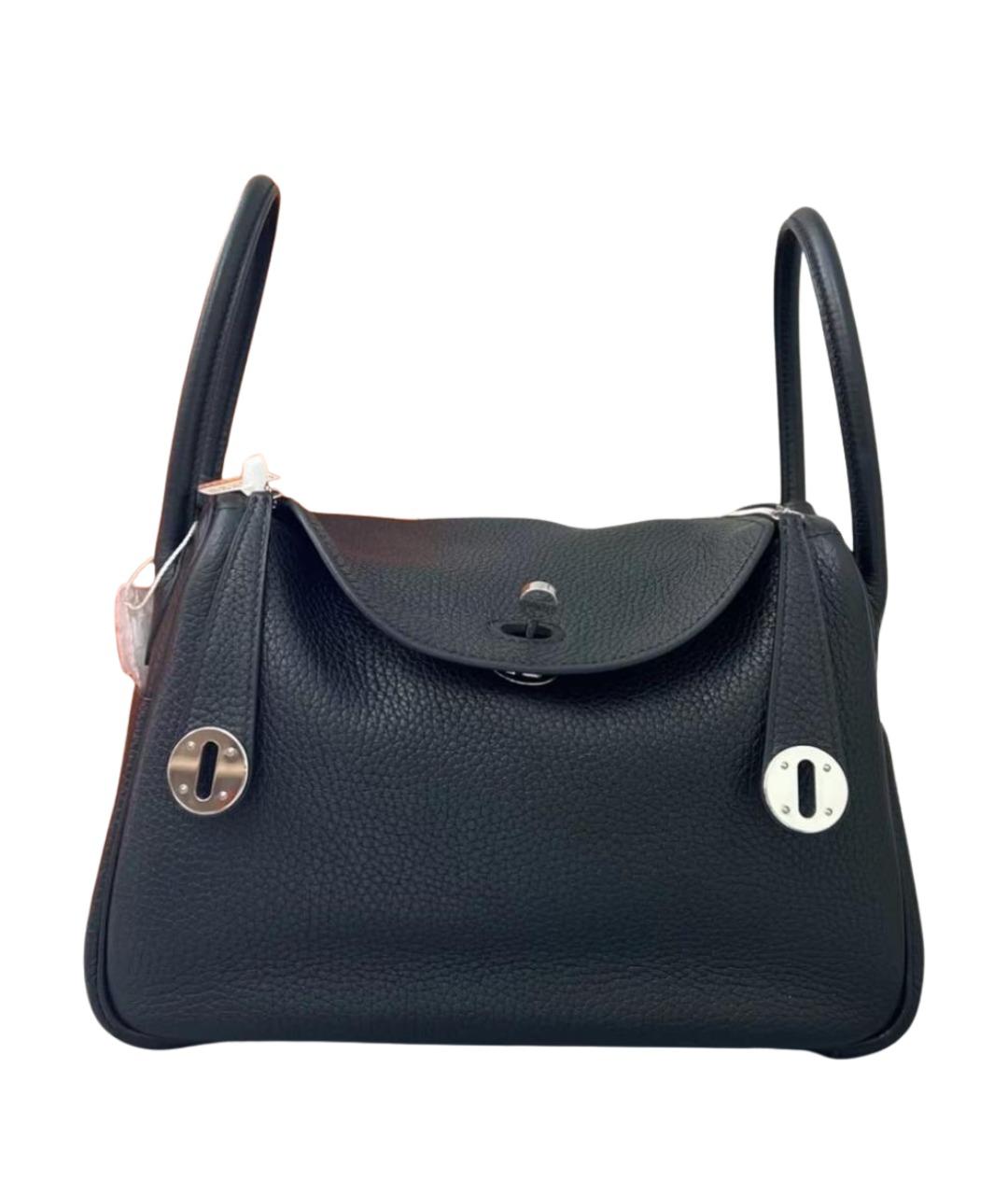 HERMES Черная кожаная сумка с короткими ручками, фото 1