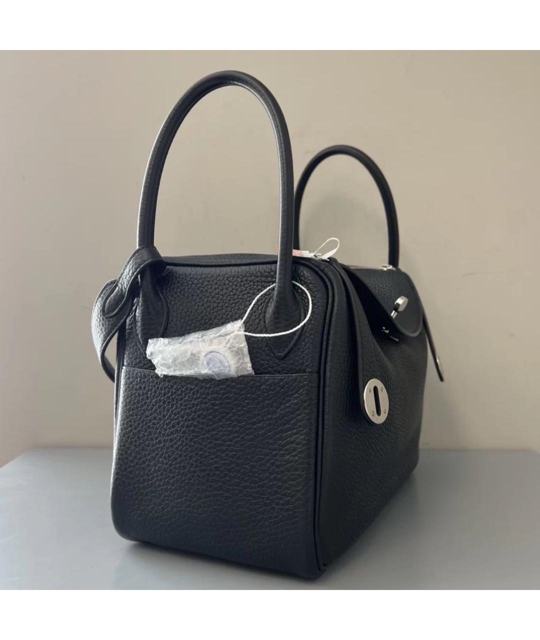 HERMES Черная кожаная сумка с короткими ручками, фото 3