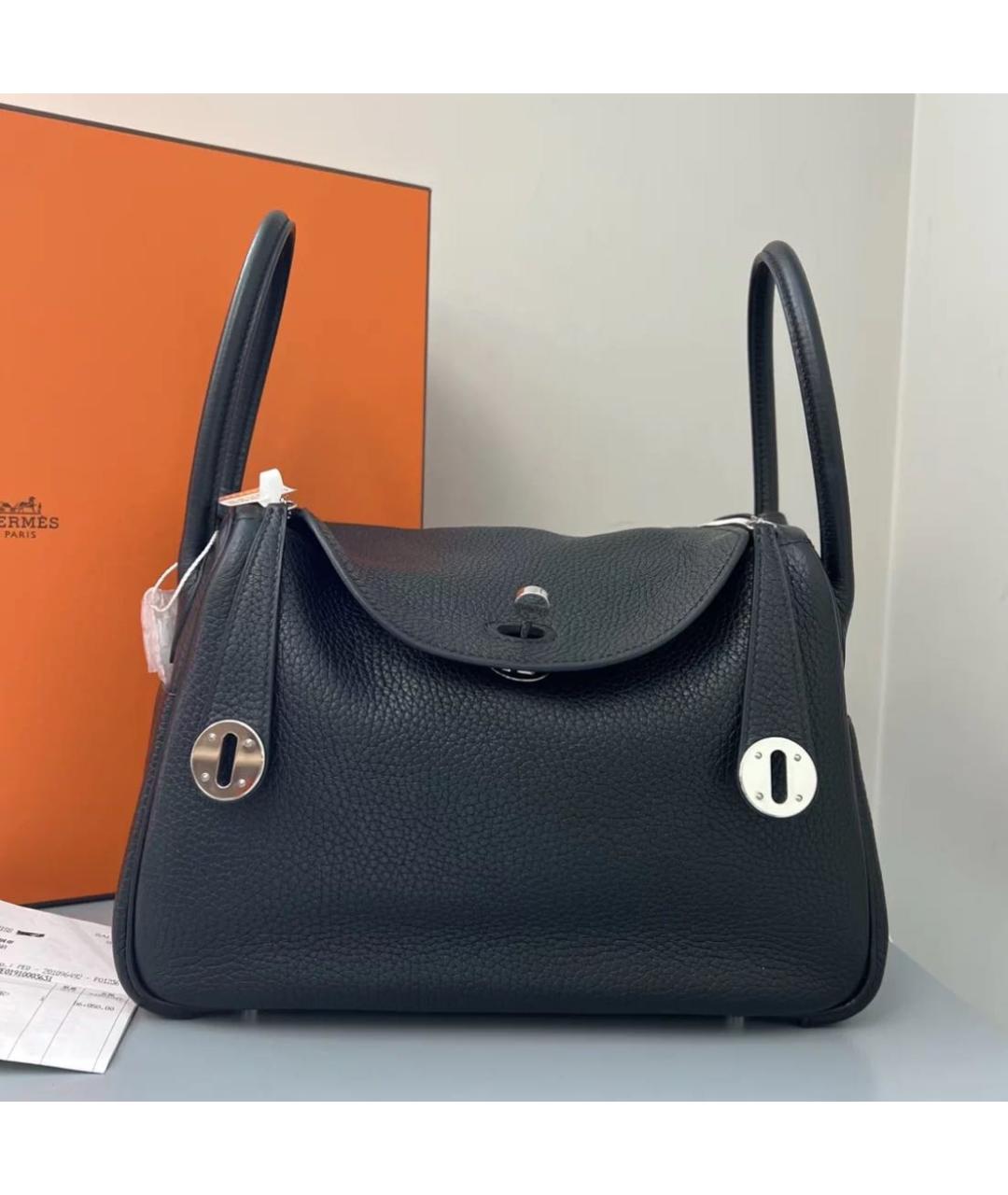 HERMES Черная кожаная сумка с короткими ручками, фото 9