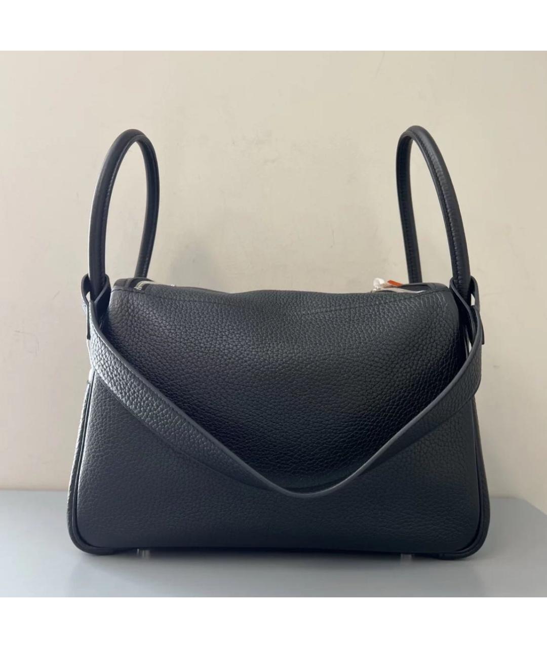 HERMES Черная кожаная сумка с короткими ручками, фото 2