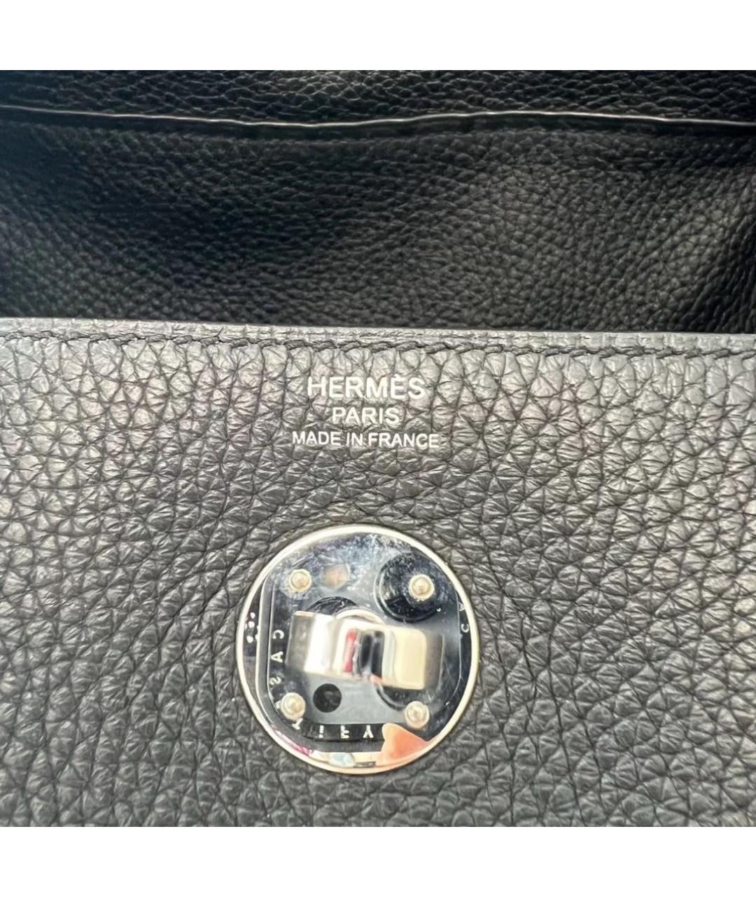 HERMES Черная кожаная сумка с короткими ручками, фото 7