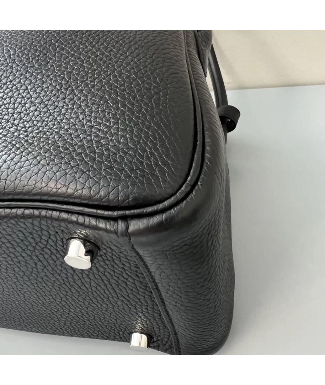 HERMES Черная кожаная сумка с короткими ручками, фото 6