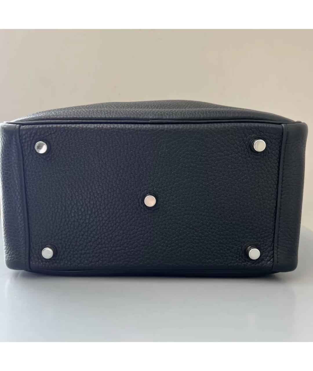 HERMES Черная кожаная сумка с короткими ручками, фото 5