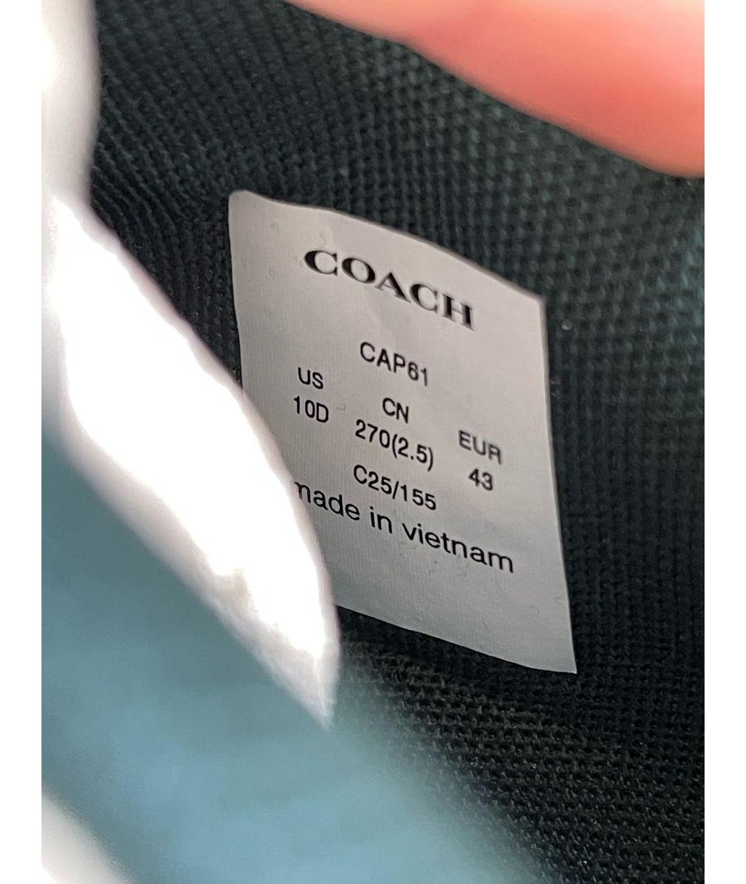 COACH Белые текстильные низкие кроссовки / кеды, фото 4