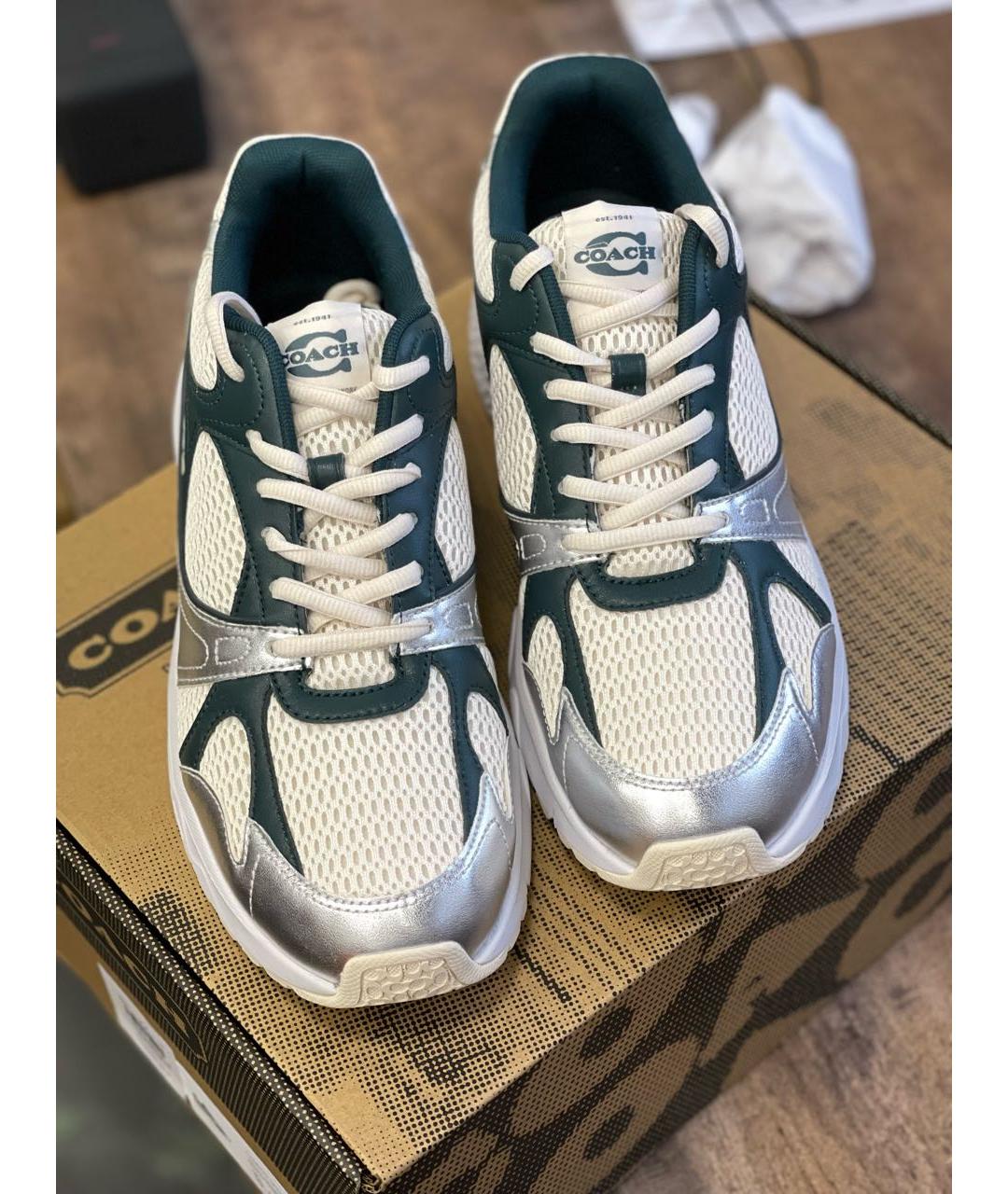 COACH Белые текстильные низкие кроссовки / кеды, фото 5