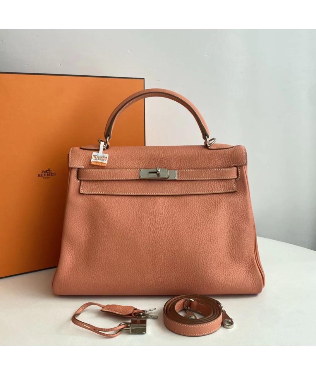 HERMES Коричневая кожаная сумка с короткими ручками, фото 9