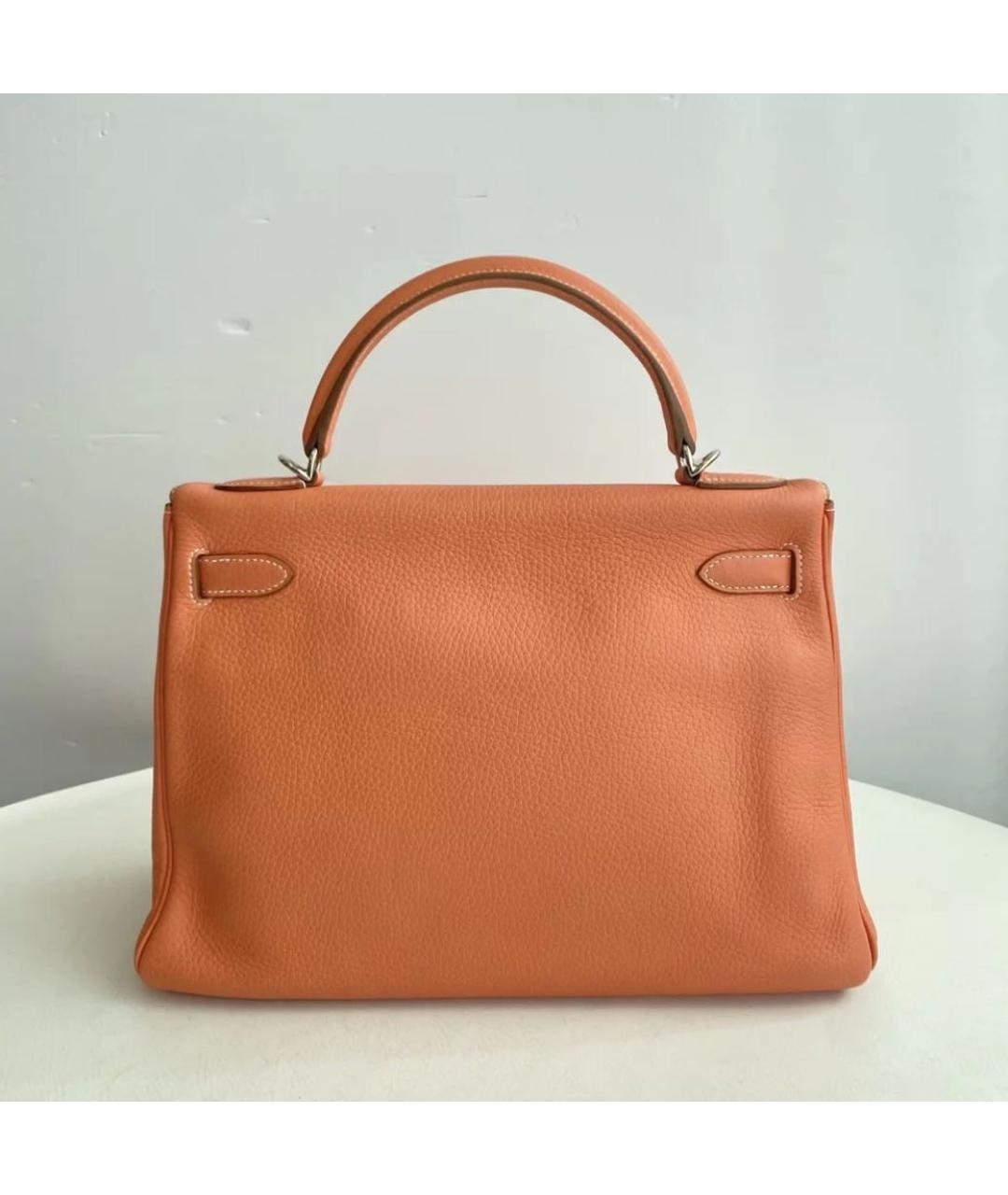 HERMES Коричневая кожаная сумка с короткими ручками, фото 2