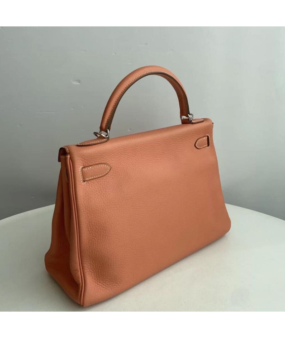 HERMES Коричневая кожаная сумка с короткими ручками, фото 3