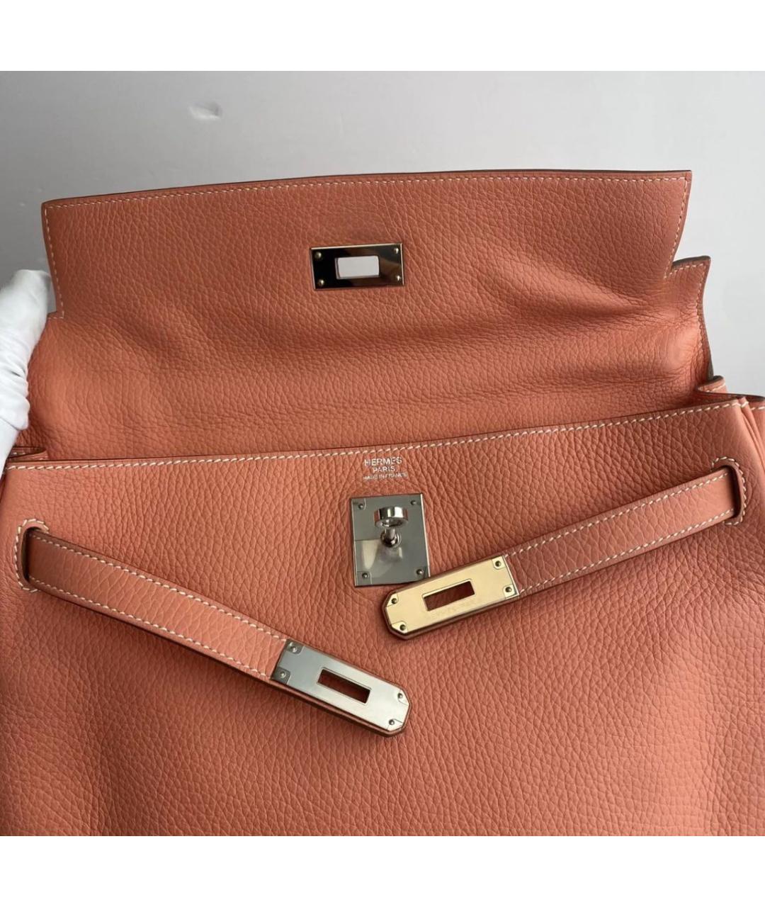 HERMES Коричневая кожаная сумка с короткими ручками, фото 7