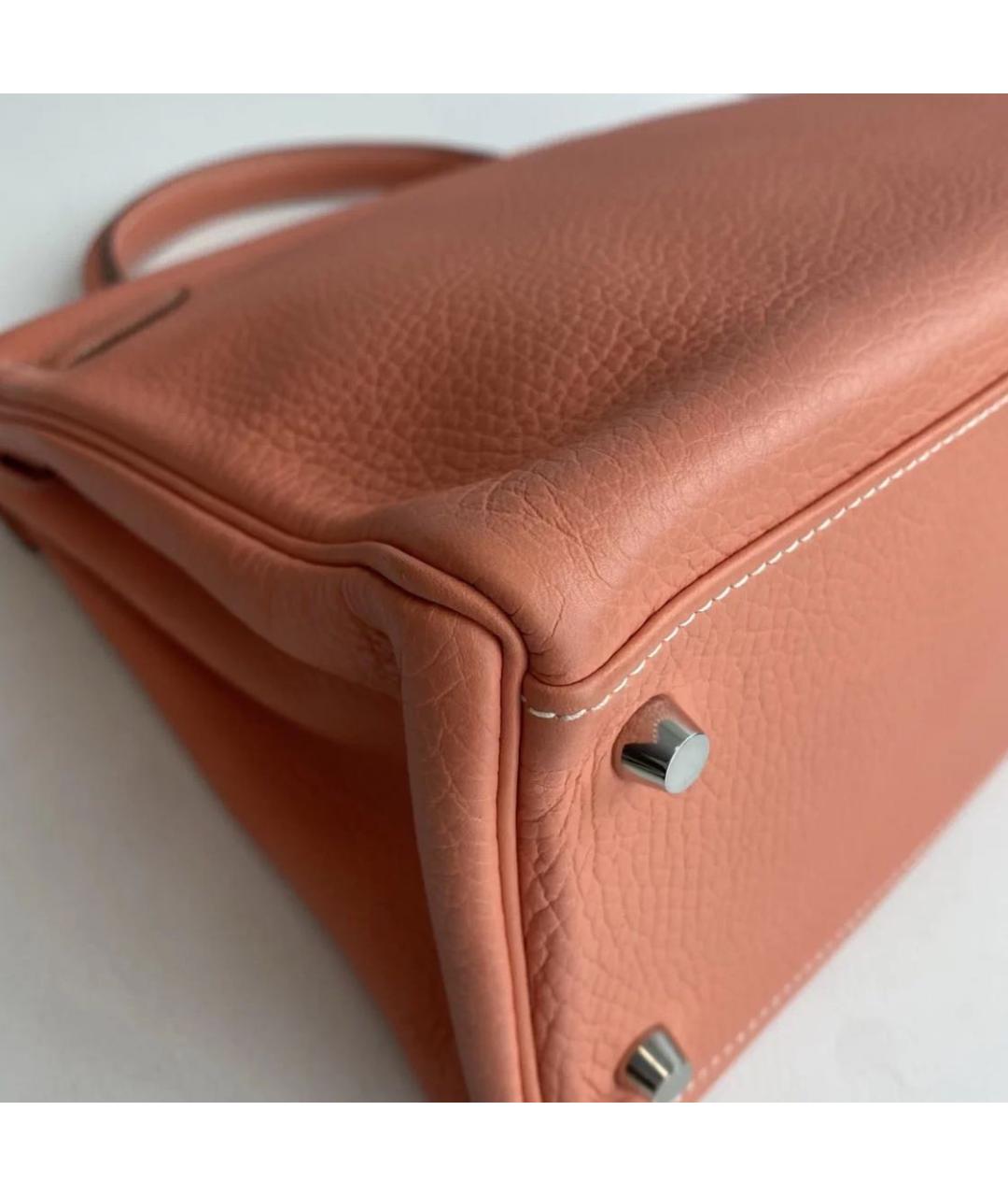 HERMES Коричневая кожаная сумка с короткими ручками, фото 5