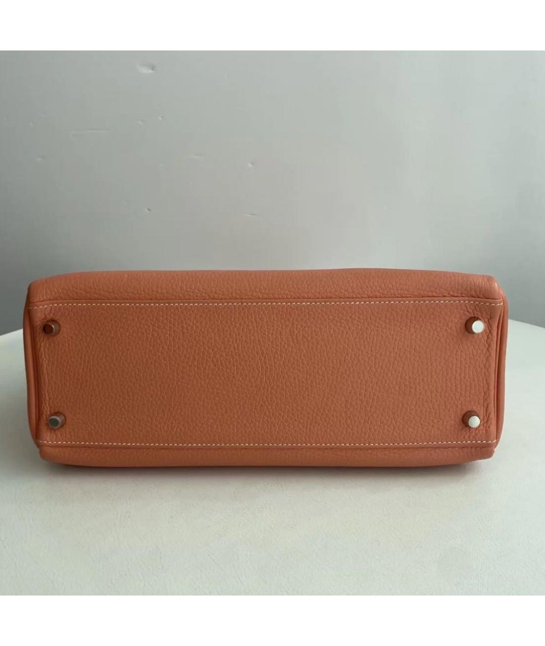 HERMES Коричневая кожаная сумка с короткими ручками, фото 4
