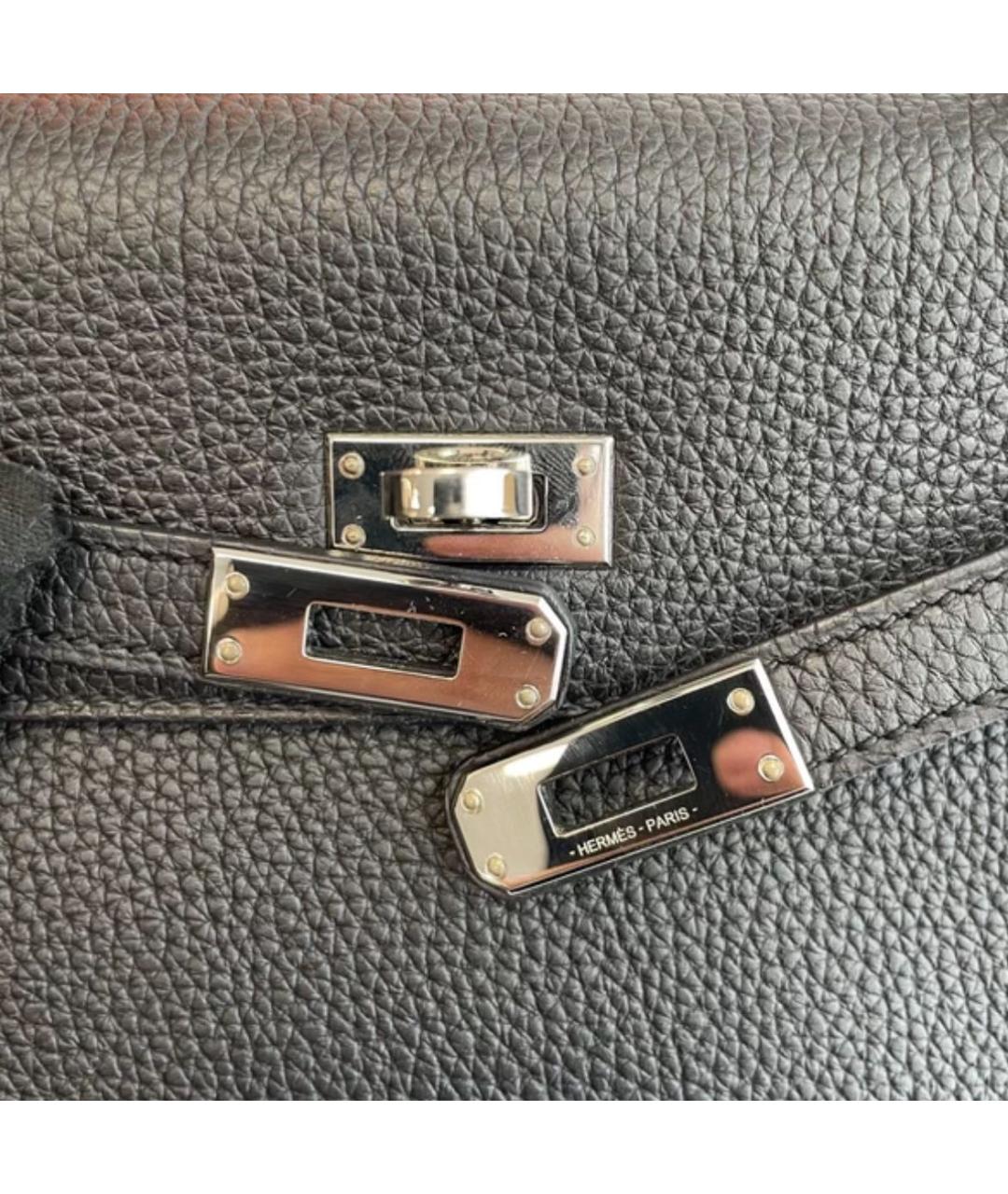 HERMES Черная кожаная сумка с короткими ручками, фото 7