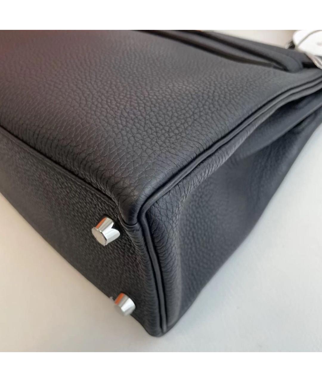 HERMES Черная кожаная сумка с короткими ручками, фото 6