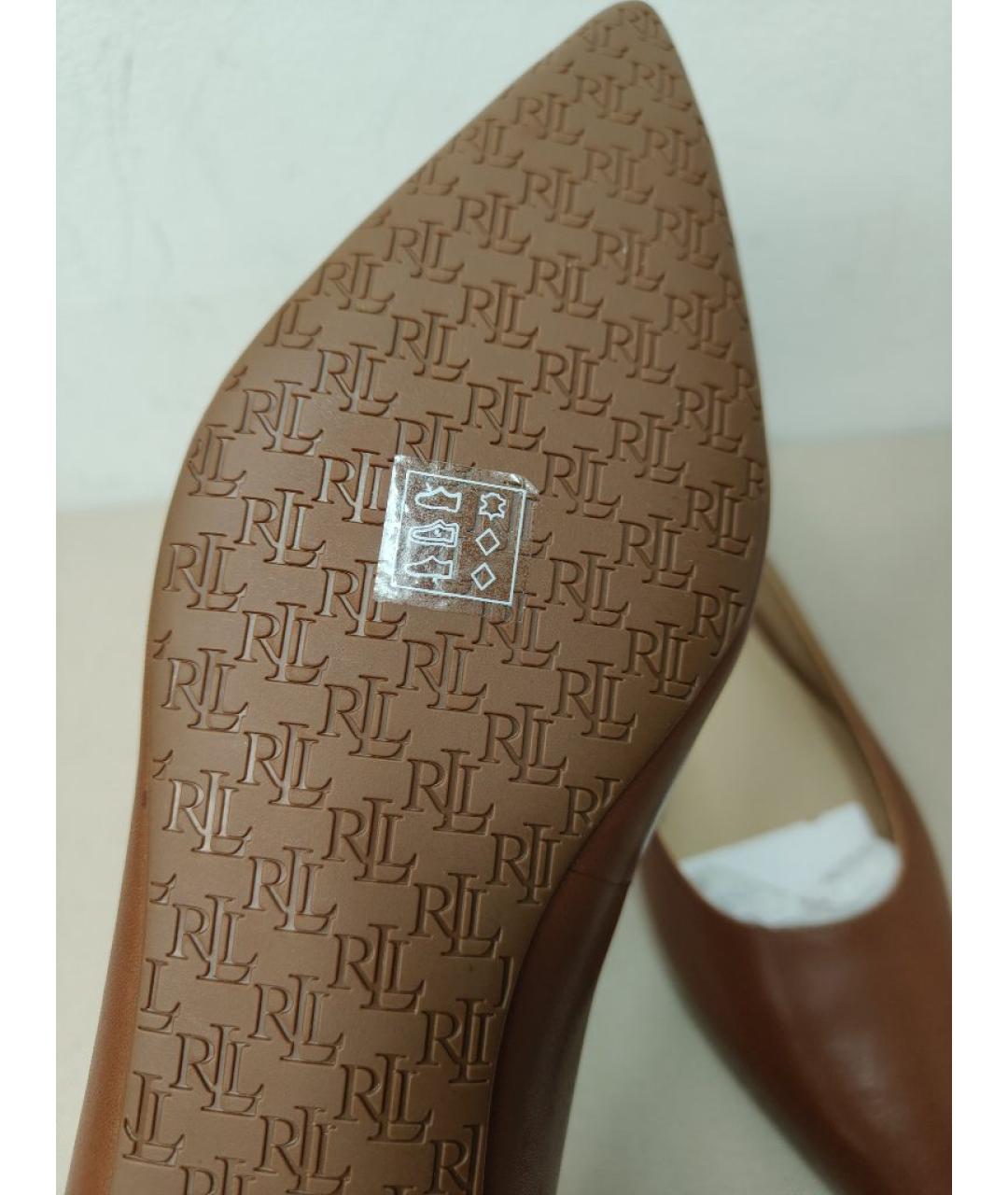 RALPH LAUREN COLLECTION Коричневые кожаные балетки, фото 7