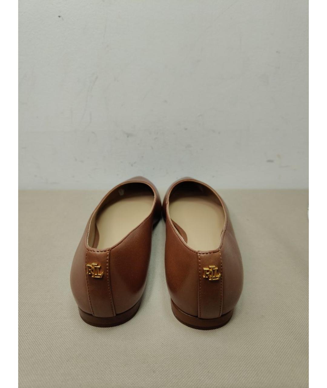 RALPH LAUREN COLLECTION Коричневые кожаные балетки, фото 4
