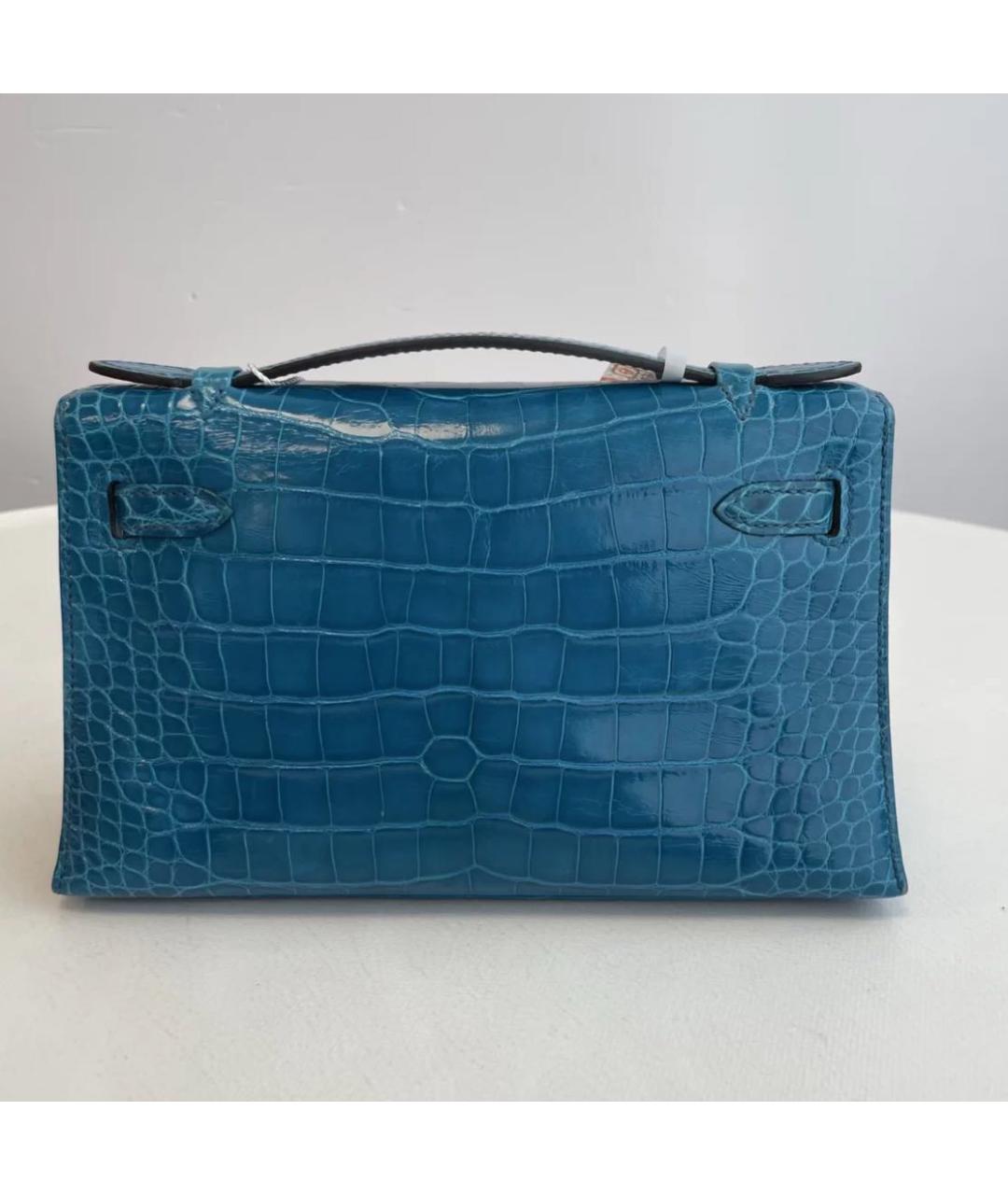 HERMES Синяя кожаная сумка с короткими ручками, фото 2